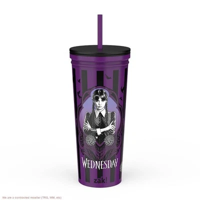 Vaso de paja Zak Designs 23 fl oz acero inoxidable Wednesday Kendall Foto 1 de 4