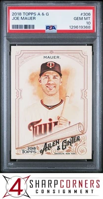 2018 TOPPS ALLEN & GINTER #306 JOE MAUER TWINS HOF POP 3 PSA 10 - Image 1 of 3