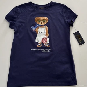 NWT, GIRLS Polo Ralph Lauren Blue Polo Bear T-Shirt. Size L(12-14). Eu 150 - Picture 1 of 1