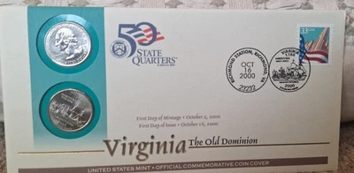 United States Mint Uncirculated State Quarters Set First Day Mintage Virginia - Image 1 of 2