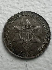 1852 3 Cent Silver Trime Type 1 Small Star - Picture 1 of 5