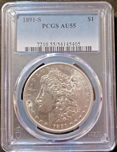 1891 - 1 Dollar Morgan Silber Dollar PCGS AU55 - Bild 1 von 4