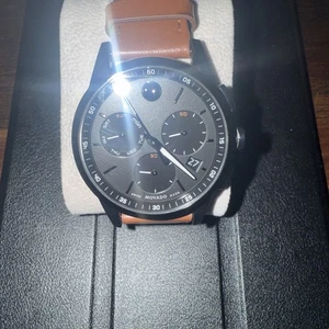 Movado Museum Sport Chronograph Leather Strap Watch, 43mm Battery Needed Works - Picture 1 of 7