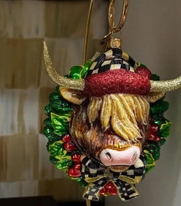 NUEVO EN CAJA MacKenzie Childs CORONA DE VACA HIGHLAND ¡Tan Lindo BOVINO! - Imagen 1 de 7