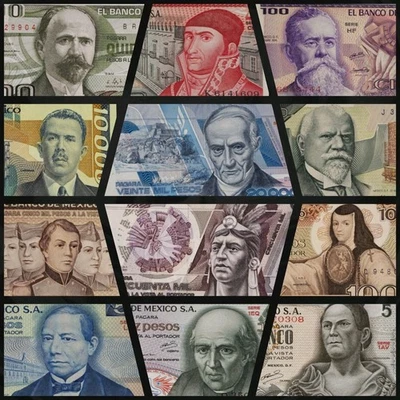 🇲🇽 12 Mexico Pesos Banknotes Lot (1972-1990): 50000, 20000, 10000, 5000+, UNC  - Image 1 of 4