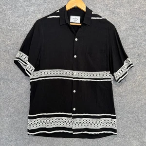 Portuguese Flannel Folclore Button Shirt Men Large Master Lace Embroidered Camp - Picture 1 of 11