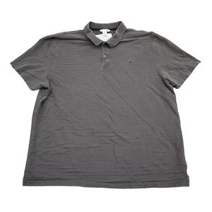 Calvin Klein Shirt Mens XL Gray Polo Short Sleeve Spread Collar Knit Cotton Logo - Picture 1 of 15