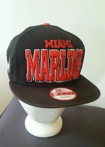 NEW ERA 9Fifty Hat Cap MLB Miami Marlins Black solidsnap Men Snapback baseball - Picture 1 of 7