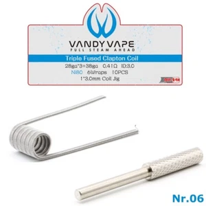 10x TRIPLE FUSED CLAPTON Coils 0,41? Ohm VandyVape Ni80 RBA Vandy Vape NR.06 - Bild 1 von 2