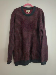 LL Bean Fischer Pullover grau rot Birdseye Wolle Norwegen Herren Tall Large - Bild 1 von 4