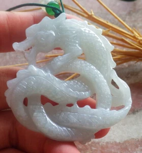 Video Certified Green Grade A Jade jadeite Pendant Dragon Circle 生意兴隆 691085 AS - Picture 1 of 12
