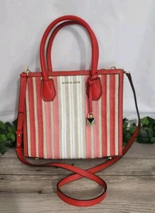 Cartera de Mano Michael Kors Cuero Mercer Rayas Rojas Brillantes Mediana  - Imagen 1 de 7
