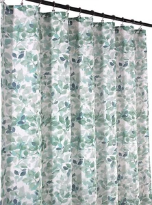VCNY Fabric Shower Curtain Nature Watercolor Leaf Print Green White NWOP - Picture 1 of 6