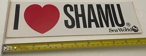 Rare Vintage 1990s? I Love SHAMU (Sea World) Bumper Sticker - Picture 1 of 4