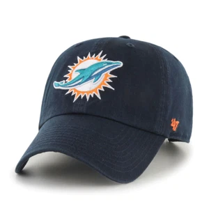 Men's Miami Dolphins Black '47 Clean Up Hat Cap NFL Football Adjustable Strap - Picture 1 of 2