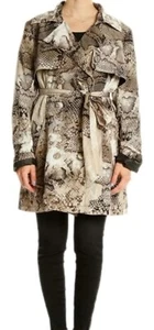 Vertigo Paris brown snake skin Animal print double breasted trench coat M NWT - Picture 1 of 13