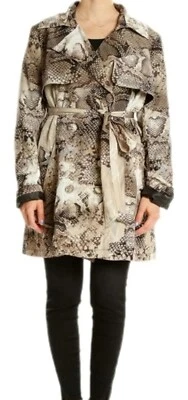 Vertigo Paris brown snake skin Animal print double breasted trench coat M NWT - Image 1 of 4