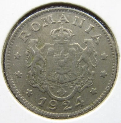 Moneda Mundial Rumanía 1 Leu 1924 h7694 Foto 1 de 2