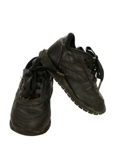 Reebok toddler Kids Size 5 Black Lace-Up Classic Leather Sneakers Athletic Shoes - Picture 1 of 8