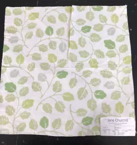JANE CHURCHILL Woodale Leaves in Green 17 1/4" Linen Blend Fabric Sample - Picture 1 of 3