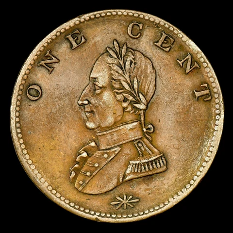 UNDATED WASHINGTON ONE CENT ✪ XF EXTRA FINE ✪ DOUBLE HEAD 1783 MILITARY◢TRUSTED◣ Cover
