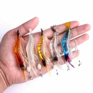 10pcs Luminous Shrimp Fishing Lures Soft Bait Hook Freshwater/Saltwater Prawn - Picture 1 of 8