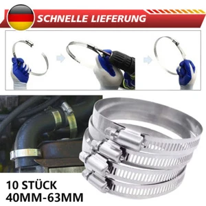 10X Schlauchschellen Edelstahl Schlauch Schellen Rohrschellen Satz 40mm - 63mm - Bild 1 von 17