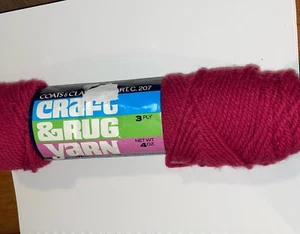 Vintage Coats & Clark’s CRAFT & RUG YARN Color: 759 Deep Rose 3-ply 4oz Acrylic - Picture 1 of 7