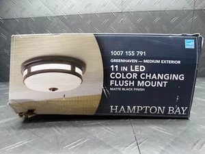 Hampton Bay Greenhaven Medium Exterior 11in LED Color Changing Flush Mount - Picture 1 of 9