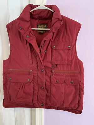 Chaleco acolchado vintage Eddie Bauer Premium plumón de ganso rojo borgoña ~ talla M Foto 1 de 4