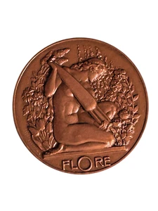 ANCIENNE MÉDAILLE DE BRONZE DELANNOY DÉESSE NUE HORTICOLE MÉTIER SUPER ÉTAT - Imagen 1 de 5