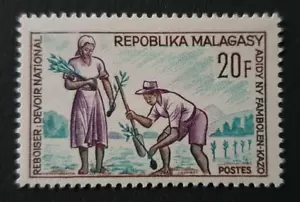 1966 REP MALAGASY MADAGASCAR FRANCE FOREST CAMPAIGN TREES PLANTING 20F VF MNH - Picture 1 of 1