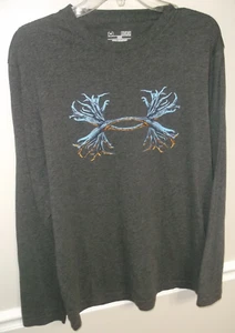 Under Armour Gray Loose Fit Heat Gear Long Sleeve Graphic T Shirt Size M EUC - Picture 1 of 5