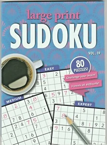 Brand New Large Print Sudoku 80 Puzzle Vol 19 Easy Medium Expert - Papp - Picture 1 of 2
