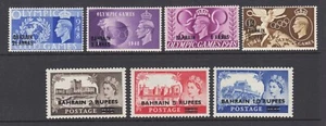Bahrain Sc 64-67, 96-98 MLH. 1948 Olympics, 1955 Castles, fresh, bright, VLH - Picture 1 of 2