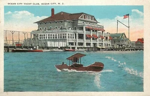 Cartolina Aereo Atterraggio Acqua Città Oceano Yacht Club Bordo Bianco 1926 - Foto 1 di 2