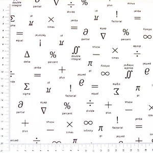 Stoff Mathematische Zeichen auf Weiß von Sevenbarry Patchwork Baumwolle (3122) - Bild 1 von 1