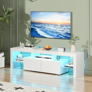 Ufurniture TV Unit Cabinet, 160cm Gloss Entertainment Unit with LED Light, Moder - Picture 1 of 6