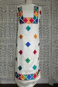 white cotton Indian bollywood phulkari unstitched suit - new SKU16845 - Picture 1 of 8