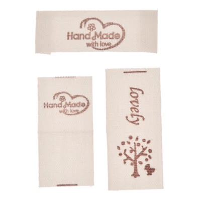 50Pcs Handmade Labels Tags Cotton Fabric Clothing Sewing Craft Accessories DIY - Image 1 of 4
