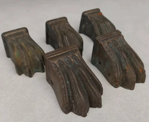 Architectural Salvage Lions Paw Claw Foot Brass Footing Lot of 5 Vintage Decor Cover