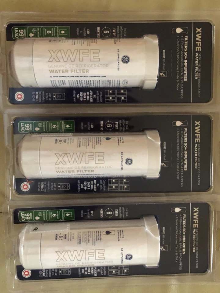 3 X Genuine GE XWFE Refrigerator Filter,  Sealed, W/ CHIP - Image 1 of 1