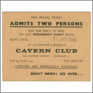 Cavern Club 1966 Special Ticket (UK) - Foto 1 di 1