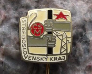 Vintage CSM SCM Czechoslovakia Youth Central Slovakia Construction Pin Badge - Picture 1 of 2