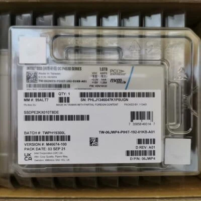 Intel P4510 1TB SSD U.2 2.5" SSDPE2KX010T8 SSDPE2KX010T8DE SSDPE2KX010T8L1 NVME - Image 1 of 4