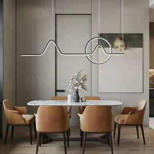 Art LED Linear Chandelier Ceiling Light Pendant Lamp Hanging Light With Remote - Picture 1 of 6