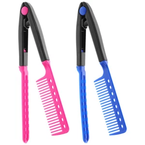 2 PCS Straighten Curl Comb Pocket Hair Combs Flat Iron Combs - Picture 1 of 12