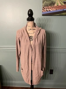 New Barefoot Dreams Cozychic Ultra Lite Hooded Ribbed Cardigan Beach Rock XL NWT - Picture 1 of 10
