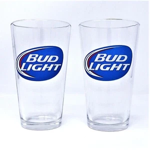 2 Pint Budweiser Bud Light Beer Glasses New - Bild 1 von 10