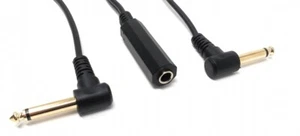 Audio Câble Y 22 CM 6,35 MM Stéréo 2x Jack Connecteur À Douille Adaptateur Noir - Bild 1 von 3